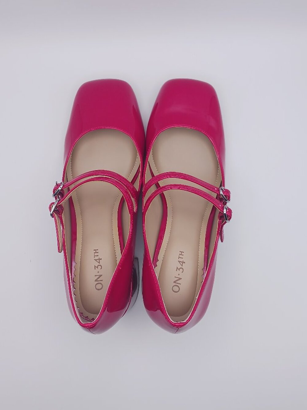 On 34th - Hot Pink Patent Mary Jane Block Heel Pumps Size 8.5M